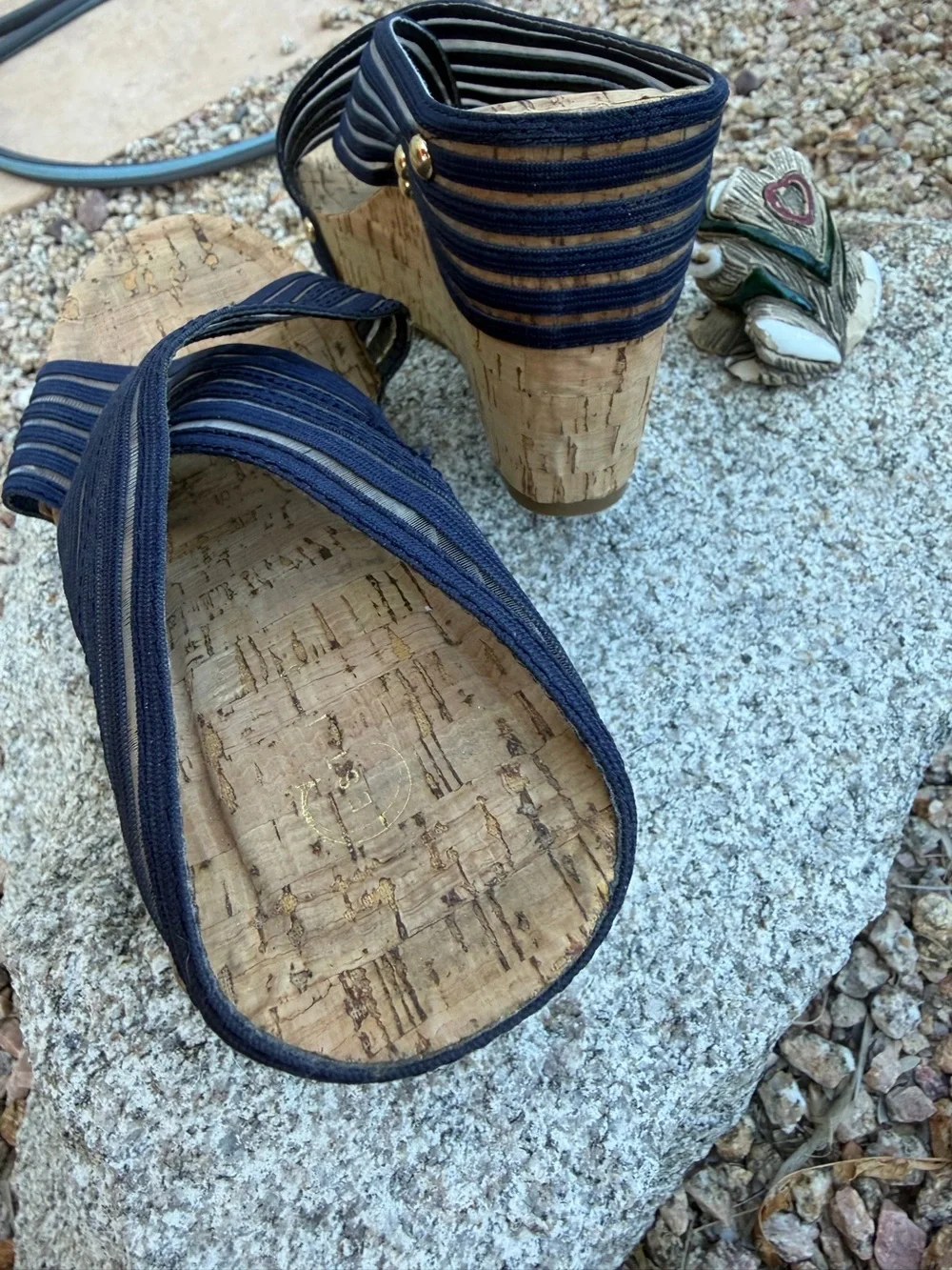 Canyon River Blues Navy Striped Cork Wedge Sandals